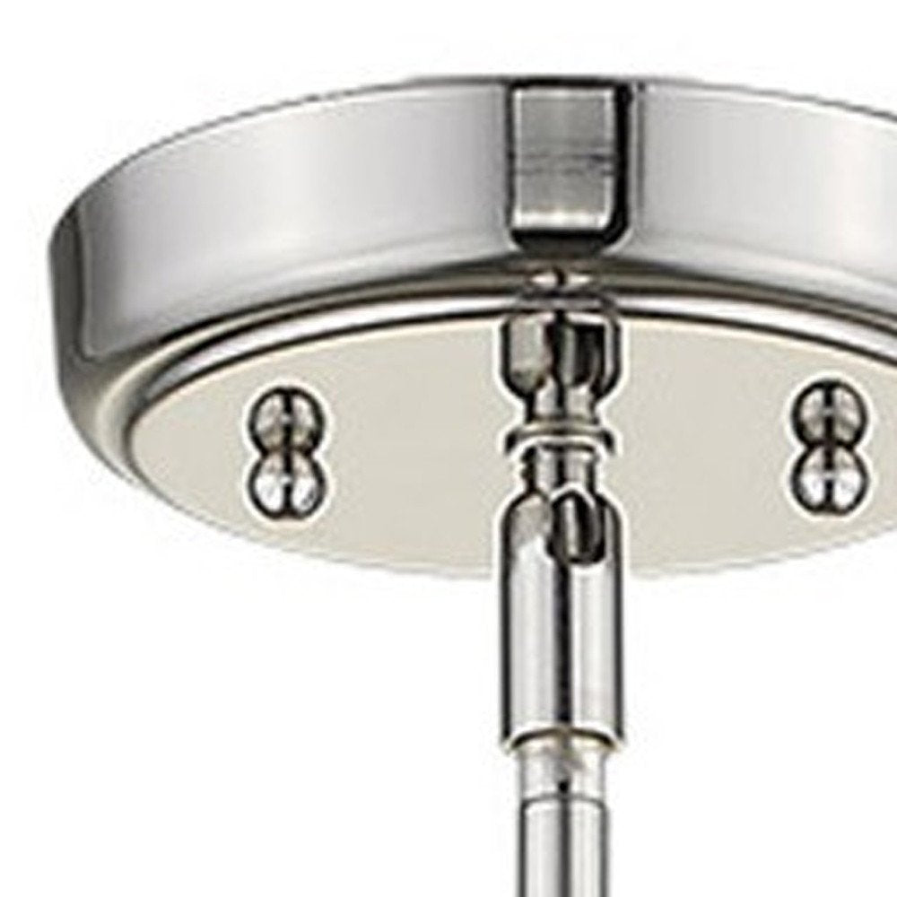 Silver Metal Hanging with Round Clear Glass Shade on a white background