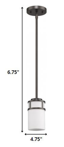 Brushed Bronze Minimalist Cylindrical Hanging Light on a white background