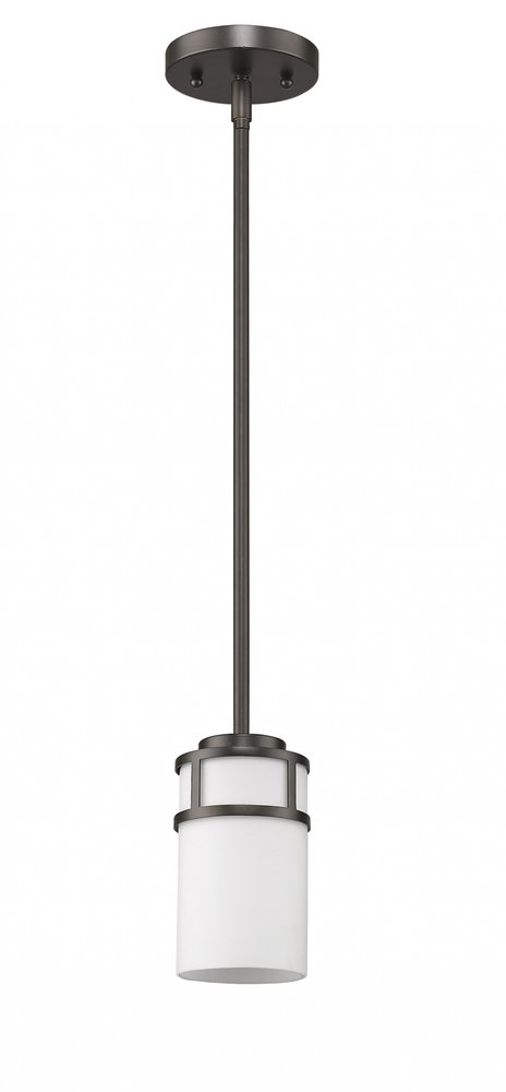 Brushed Bronze Minimalist Cylindrical Hanging Light on a white background
