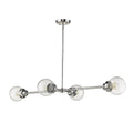 Silver Metal Four Light Dimmable Ceiling Light With Clear Shades on a white background