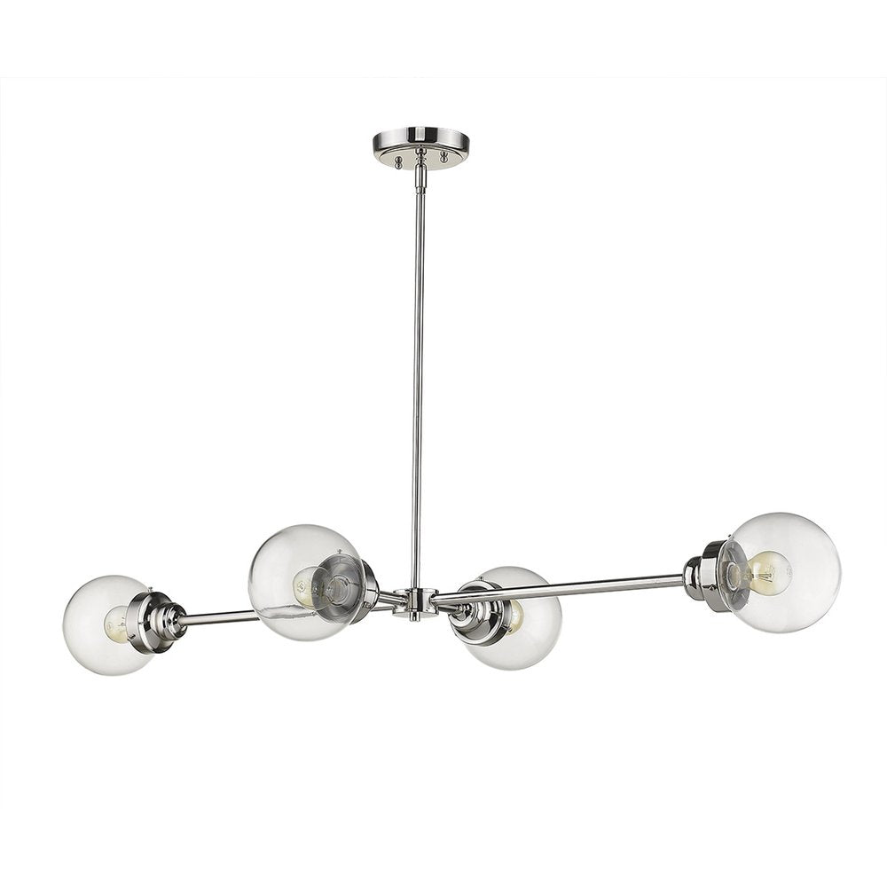 Silver Metal Four Light Dimmable Ceiling Light With Clear Shades