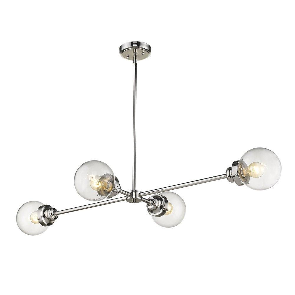 Silver Metal Four Light Dimmable Ceiling Light With Clear Shades