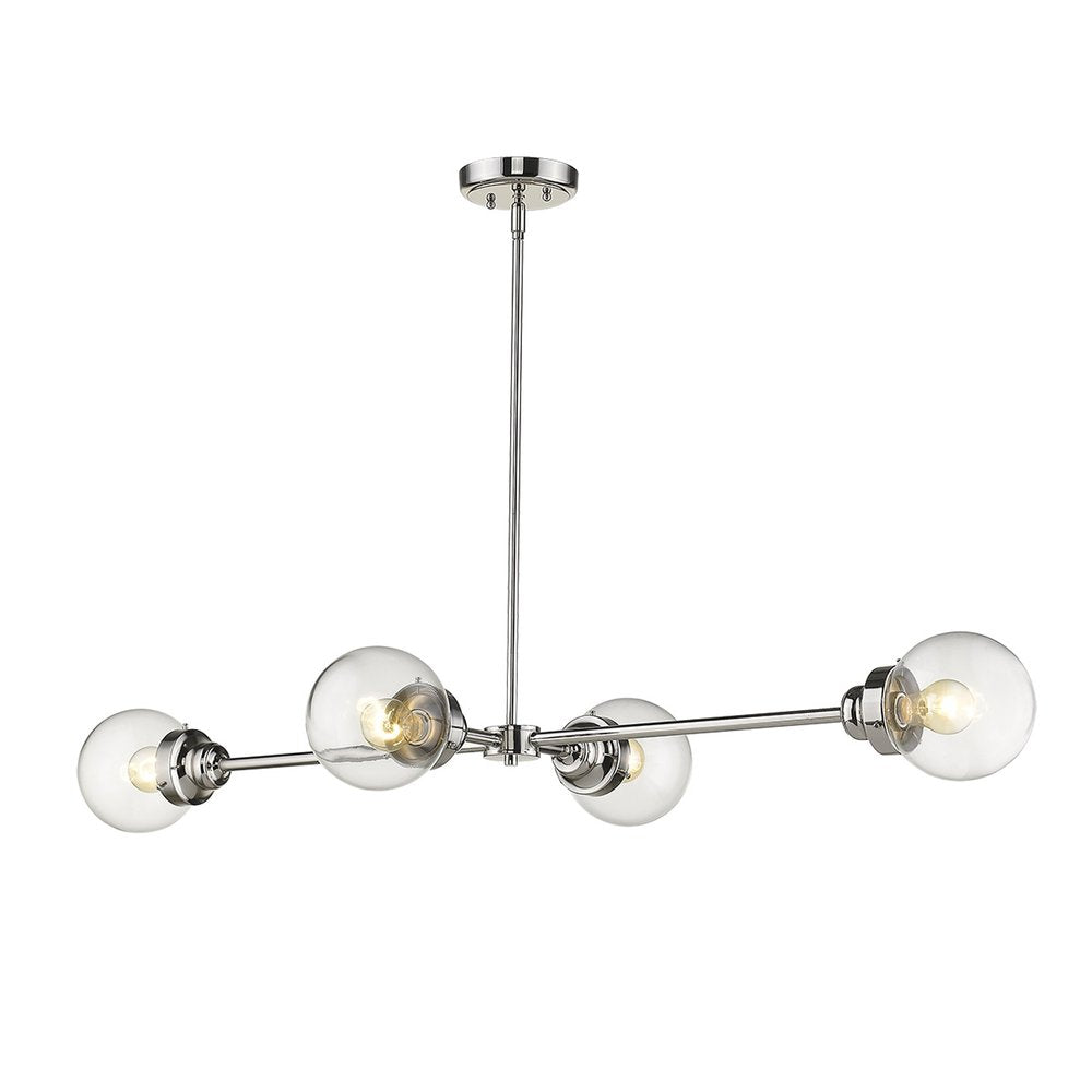 Silver Metal Four Light Dimmable Ceiling Light With Clear Shades on a white background