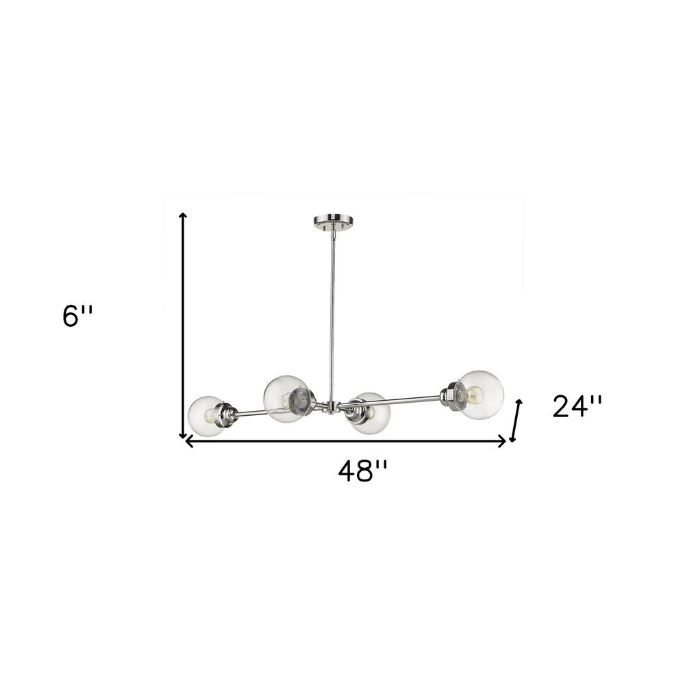 Silver Metal Four Light Dimmable Ceiling Light With Clear Shades
