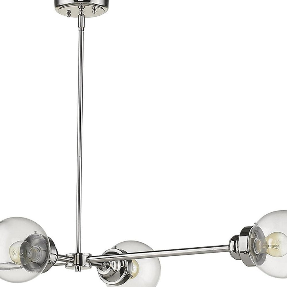 Silver Metal Four Light Dimmable Ceiling Light With Clear Shades on a white background