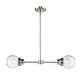 Silver Metal Two Light Dimmable Ceiling Light With Clear Shades on a white background