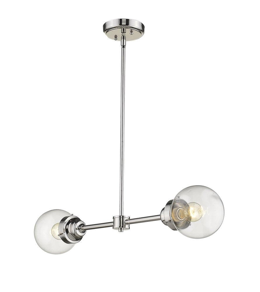 Silver Metal Two Light Dimmable Ceiling Light With Clear Shades on a white background