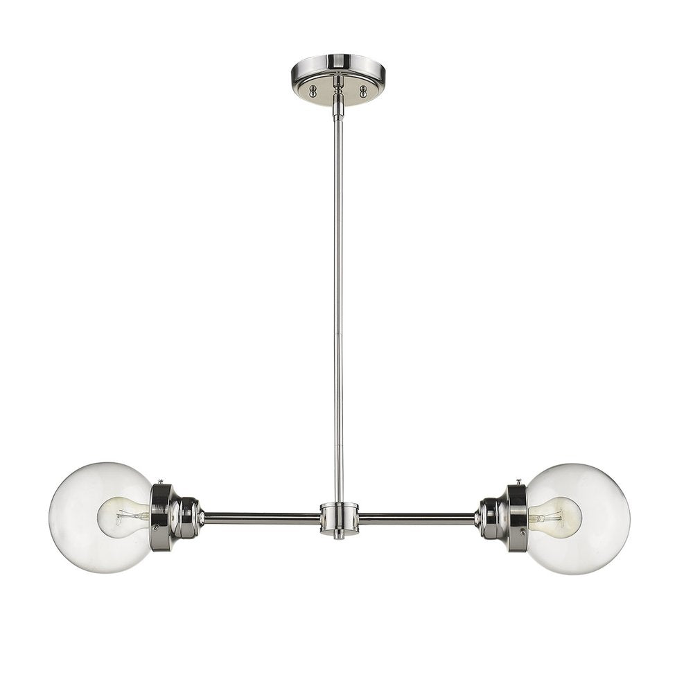 Silver Metal Two Light Dimmable Ceiling Light With Clear Shades