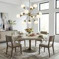 Bronze Sputnik Twelve Light Frosted Metal Dimmable Chandelier With Off White Shades