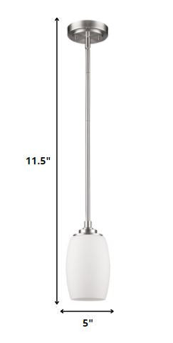 Silver Hanging Light with Frosted Glass Shade on a white background