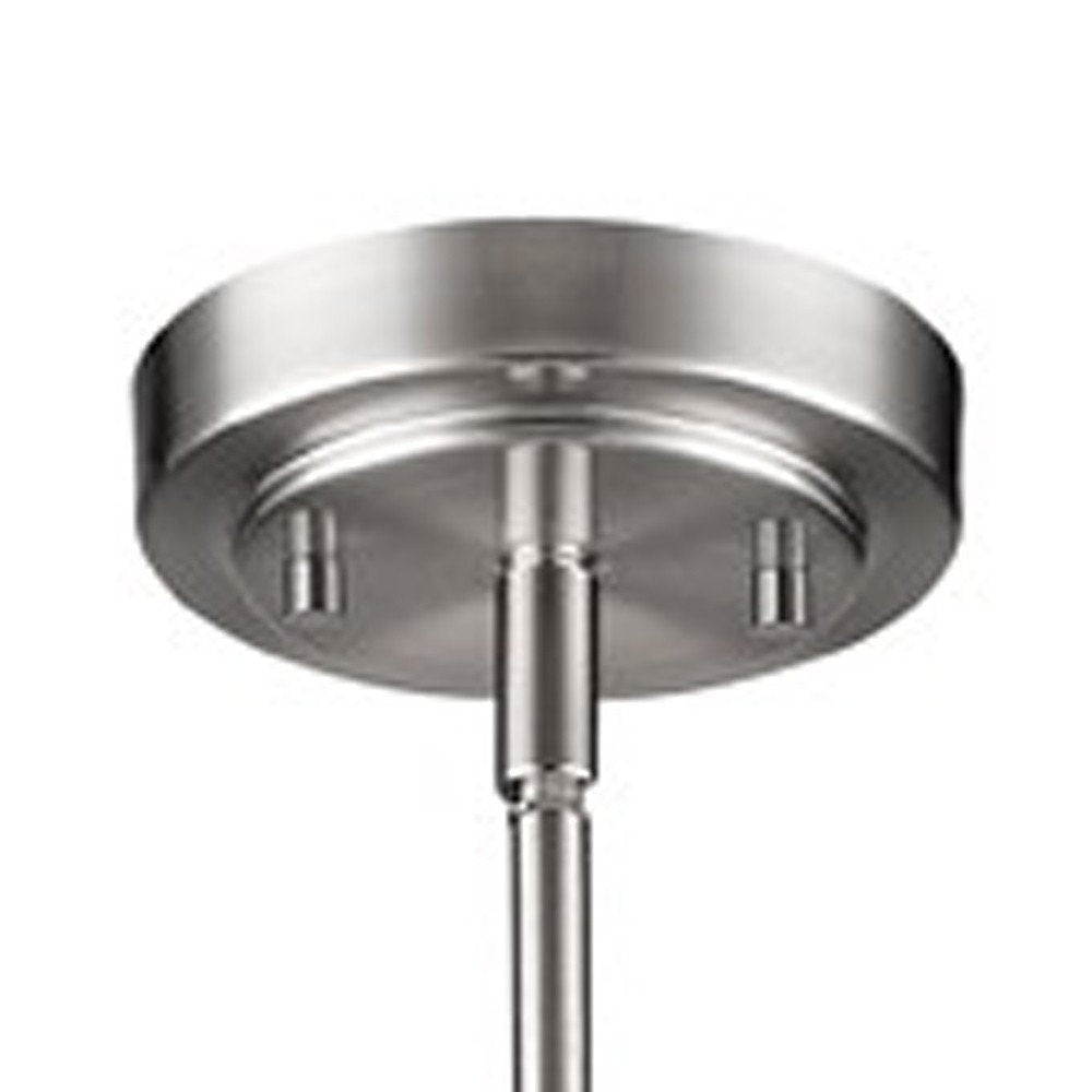 Silver Hanging Light with Frosted Glass Shade on a white background