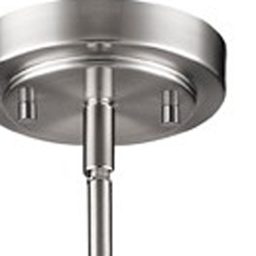 Silver Hanging Light with Frosted Glass Shade on a white background
