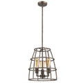 Brown Metal Three Light Dimmable Ceiling Light With Gold Shades