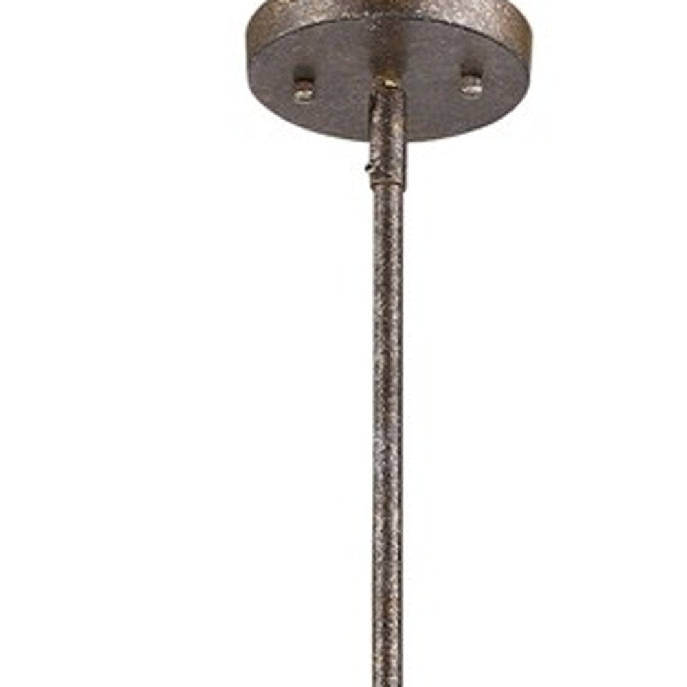 Brown Metal Three Light Dimmable Ceiling Light With Gold Shades