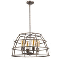 Brown Metal Four Light Dimmable Ceiling Light With Gold Shades