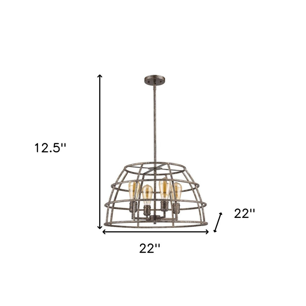 Brown Metal Four Light Dimmable Ceiling Light With Gold Shades on a white background