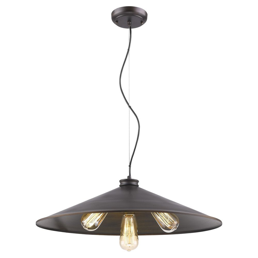 Alcove 4-Light Oil-Rubbed Bronze Pendant With Raw Brass Interior Shade on a white background