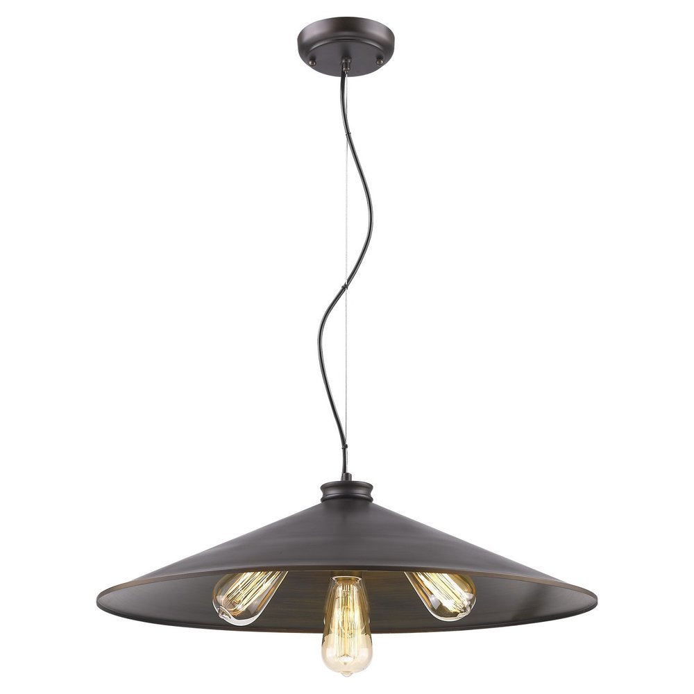 Alcove 4-Light Oil-Rubbed Bronze Pendant With Raw Brass Interior Shade on a white background