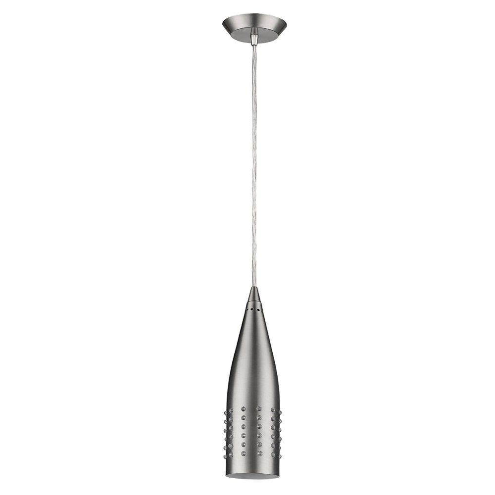 Narrow Silver Hanging Light with Glass Studs on a white background