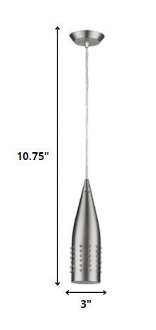 Narrow Silver Hanging Light with Glass Studs on a white background