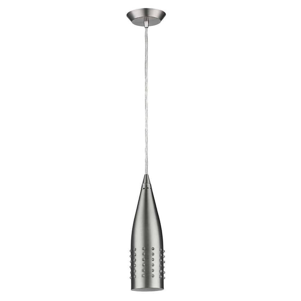 Narrow Silver Hanging Light with Glass Studs on a white background