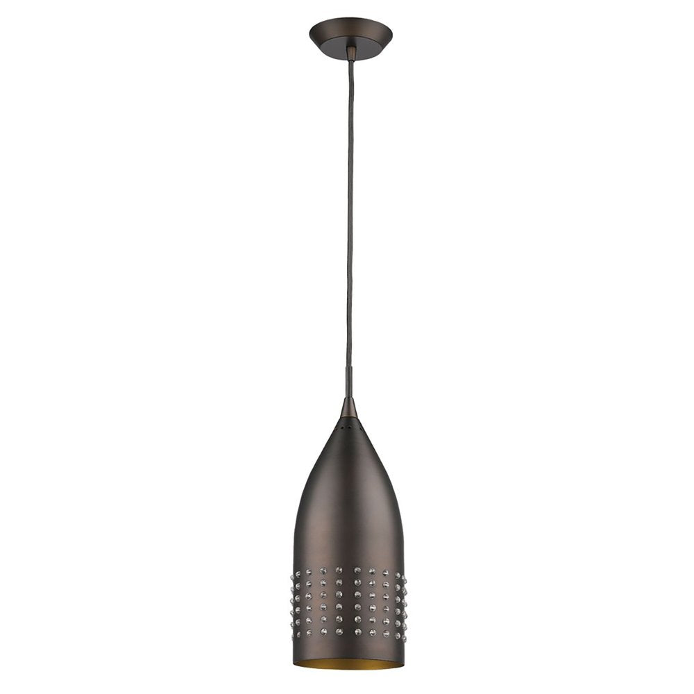 Bronze Hanging Light with Glass Studs on a white background