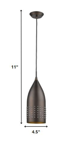 Bronze Hanging Light with Glass Studs on a white background
