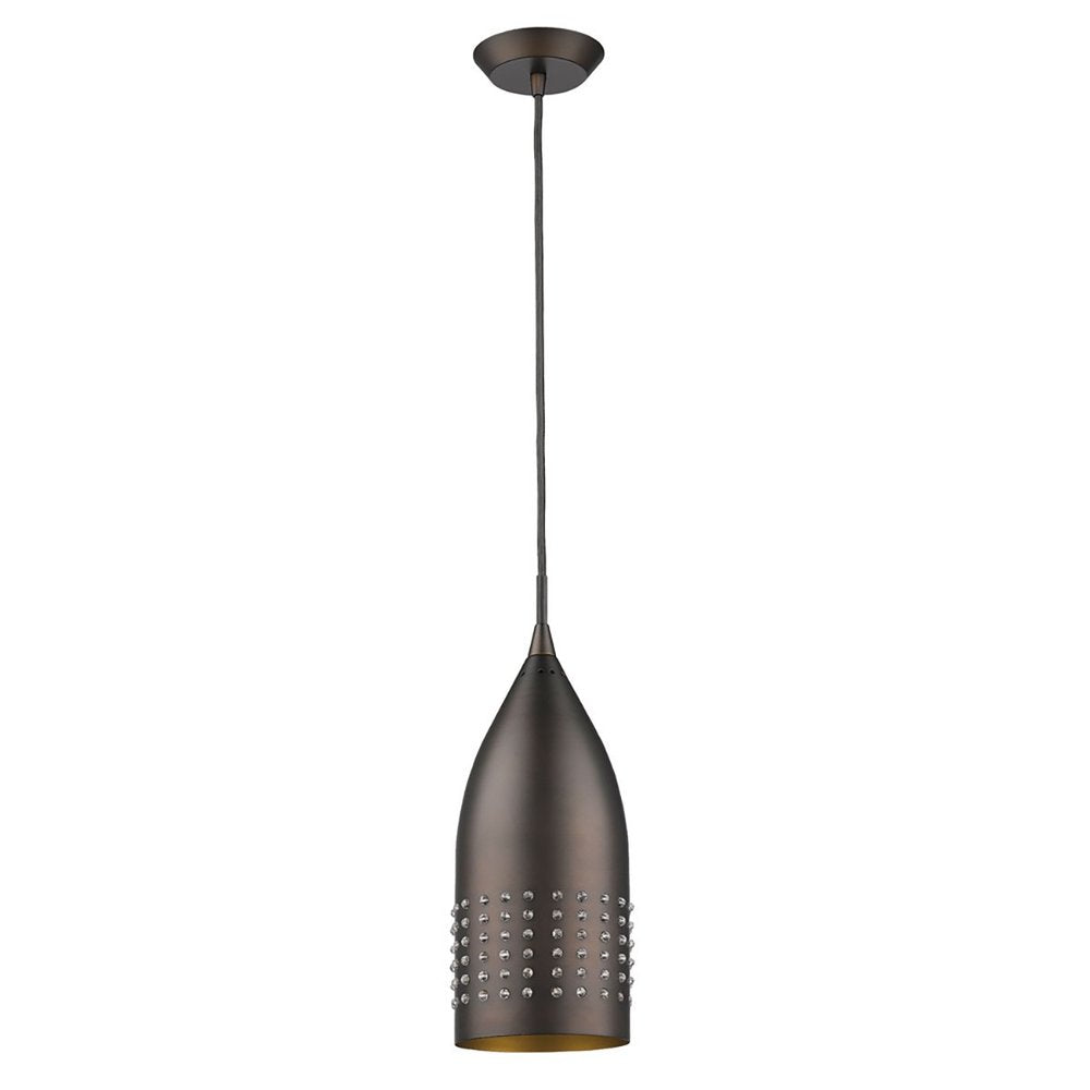Bronze Hanging Light with Glass Studs on a white background