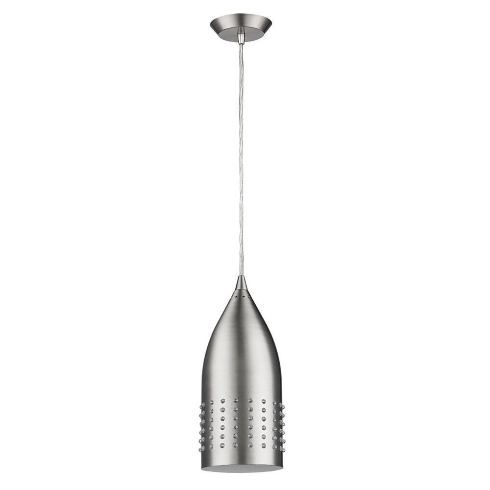Silver Hanging Light with Glass Studs on a white background