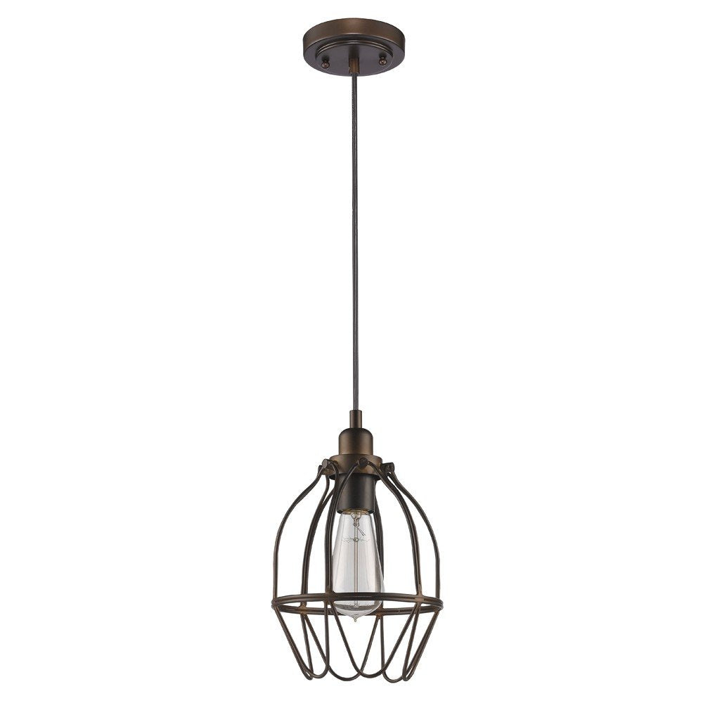 Antique Bronze Wire Pendant Hanging Light on a white background