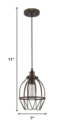 Antique Bronze Wire Pendant Hanging Light on a white background
