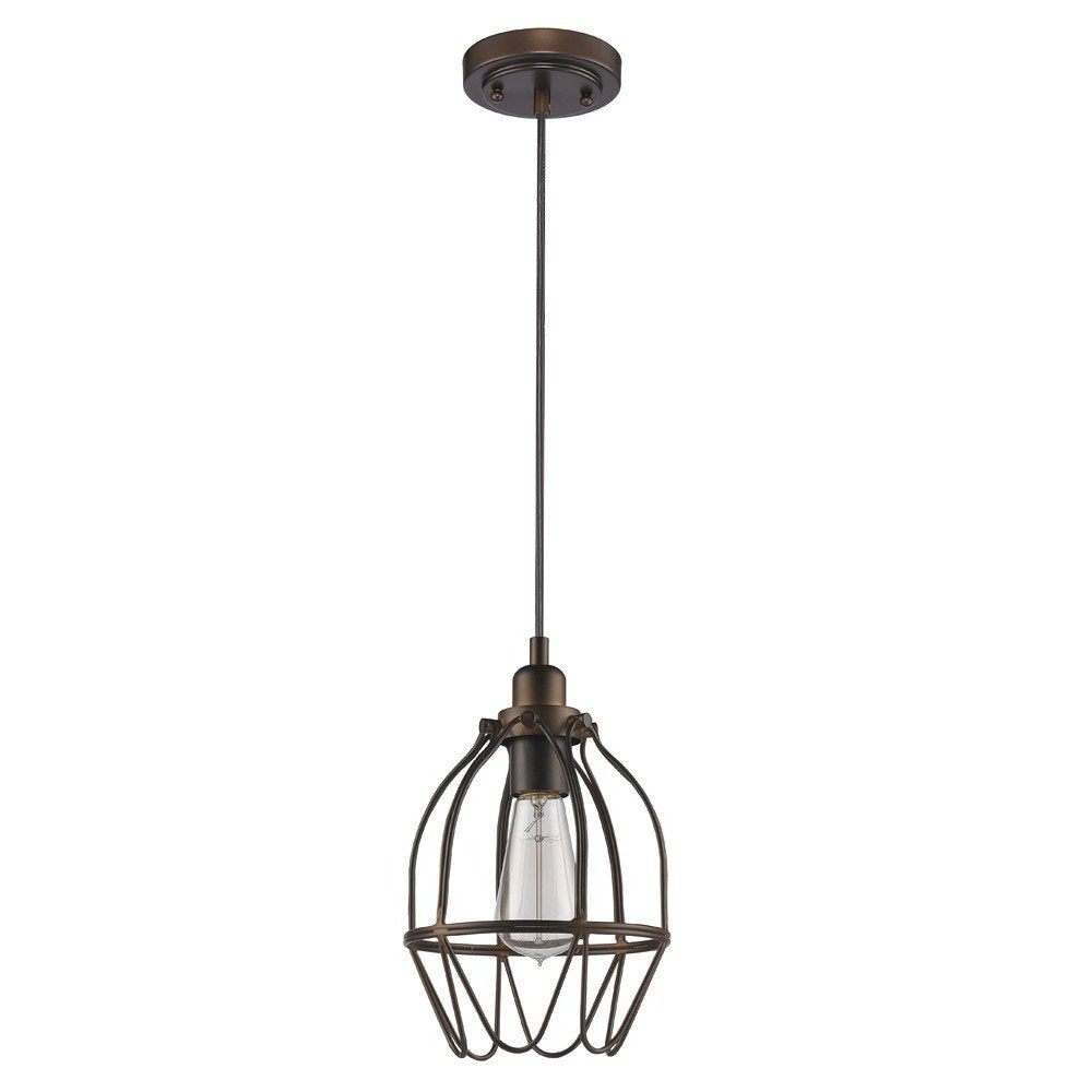 Antique Bronze Wire Pendant Hanging Light on a white background