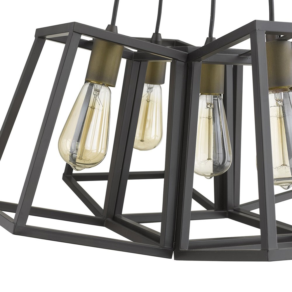 Bronze Lantern Five Light Metal Dimmable Chandelier on a white background