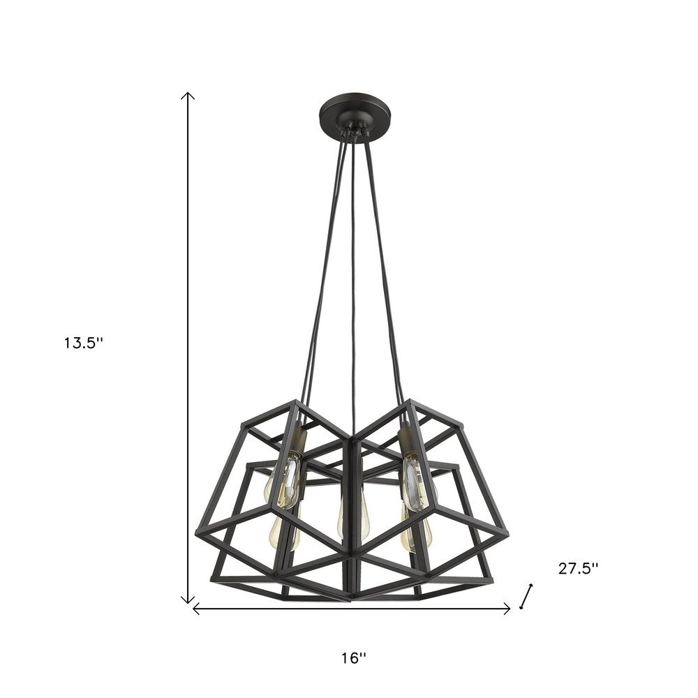 Bronze Lantern Five Light Metal Dimmable Chandelier on a white background