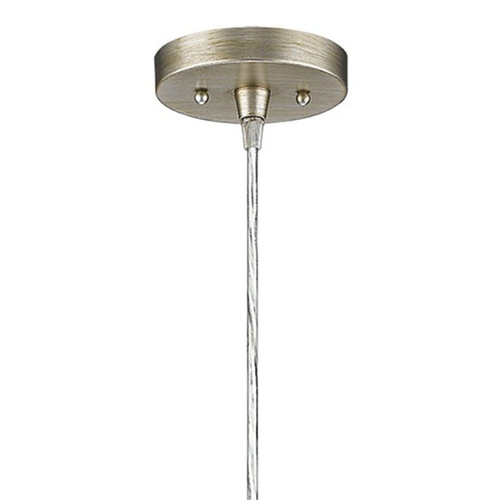 Silver Metal Hanging Light with Dome Shade on a white background