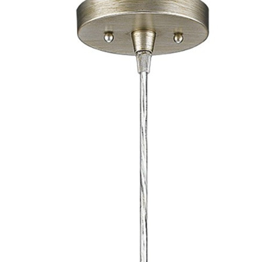 Silver Metal Hanging Light with Dome Shade on a white background