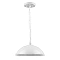 White Metal Hanging Light with Dome Shade on a white background