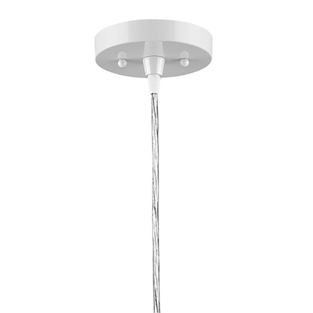 White Metal Hanging Light with Dome Shade on a white background