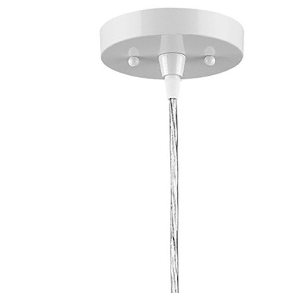 White Metal Hanging Light with Dome Shade on a white background