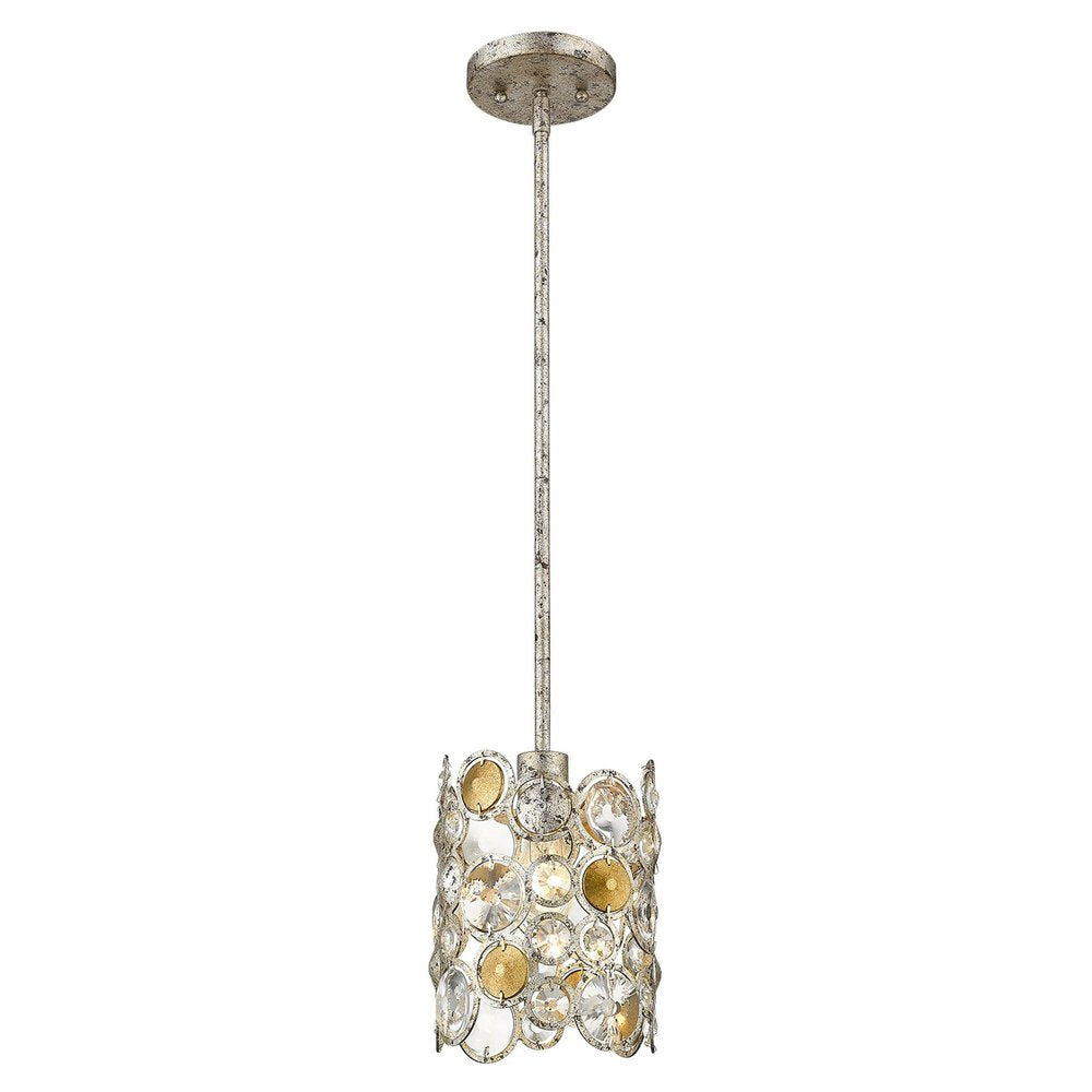 Vitozzi 1-Light Antique Silver Leaf Pendant on a white background