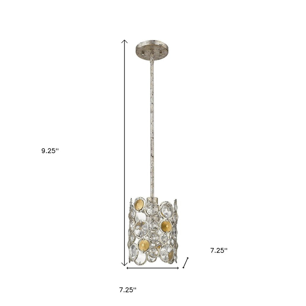 Vitozzi 1-Light Antique Silver Leaf Pendant on a white background