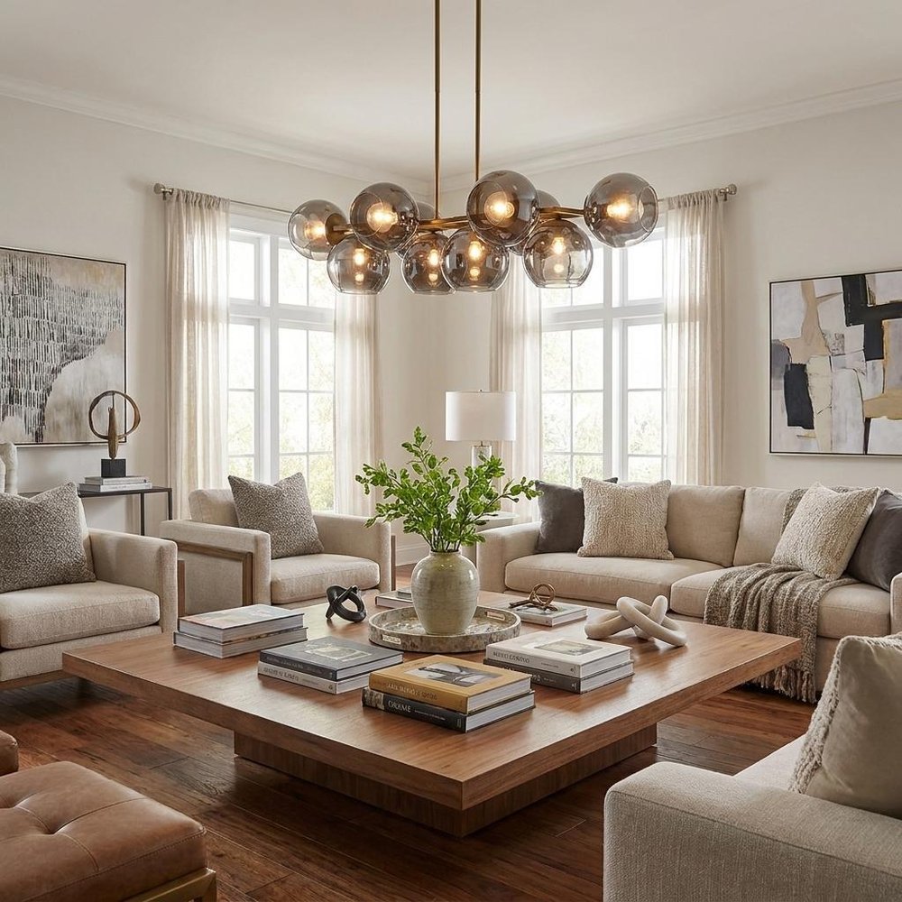 Lunette 10-Light Aged Brass Island Pendant