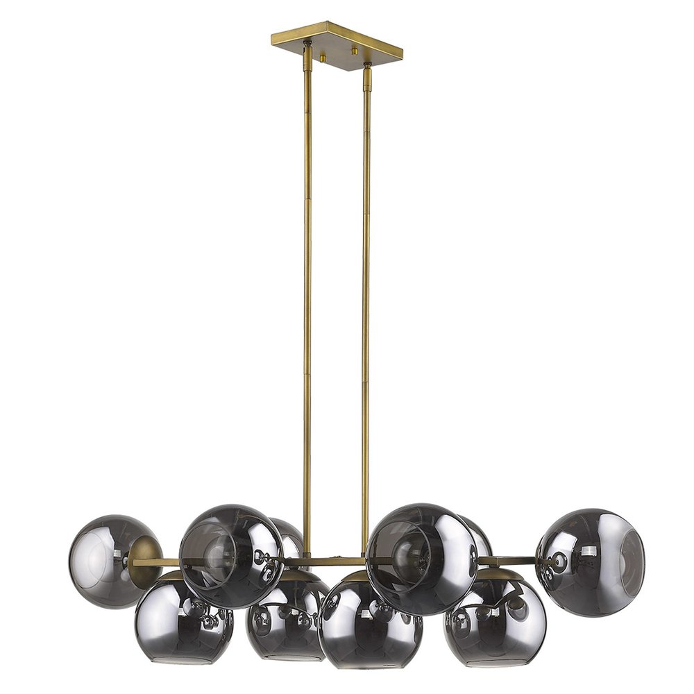 Lunette 10-Light Aged Brass Island Pendant on a white background