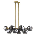 Lunette 10-Light Aged Brass Island Pendant on a white background