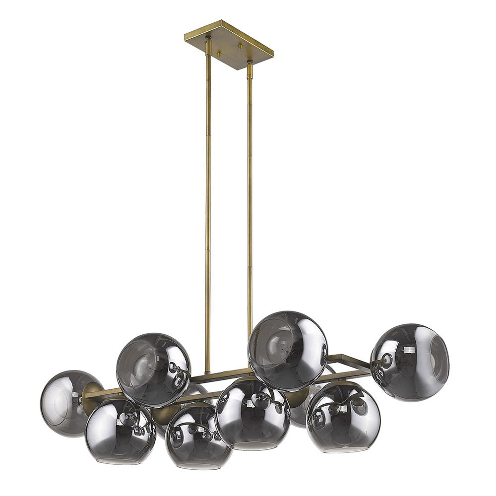 Lunette 10-Light Aged Brass Island Pendant on a white background