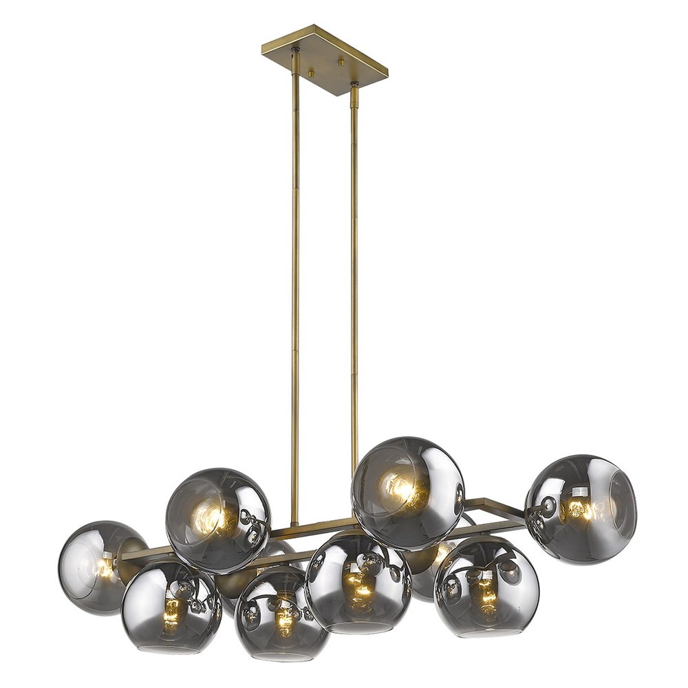 Lunette 10-Light Aged Brass Island Pendant on a white background