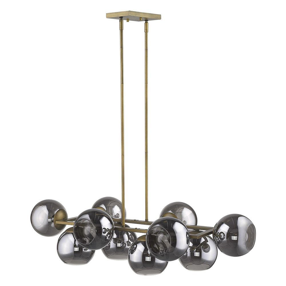 Lunette 10-Light Aged Brass Island Pendant on a white background