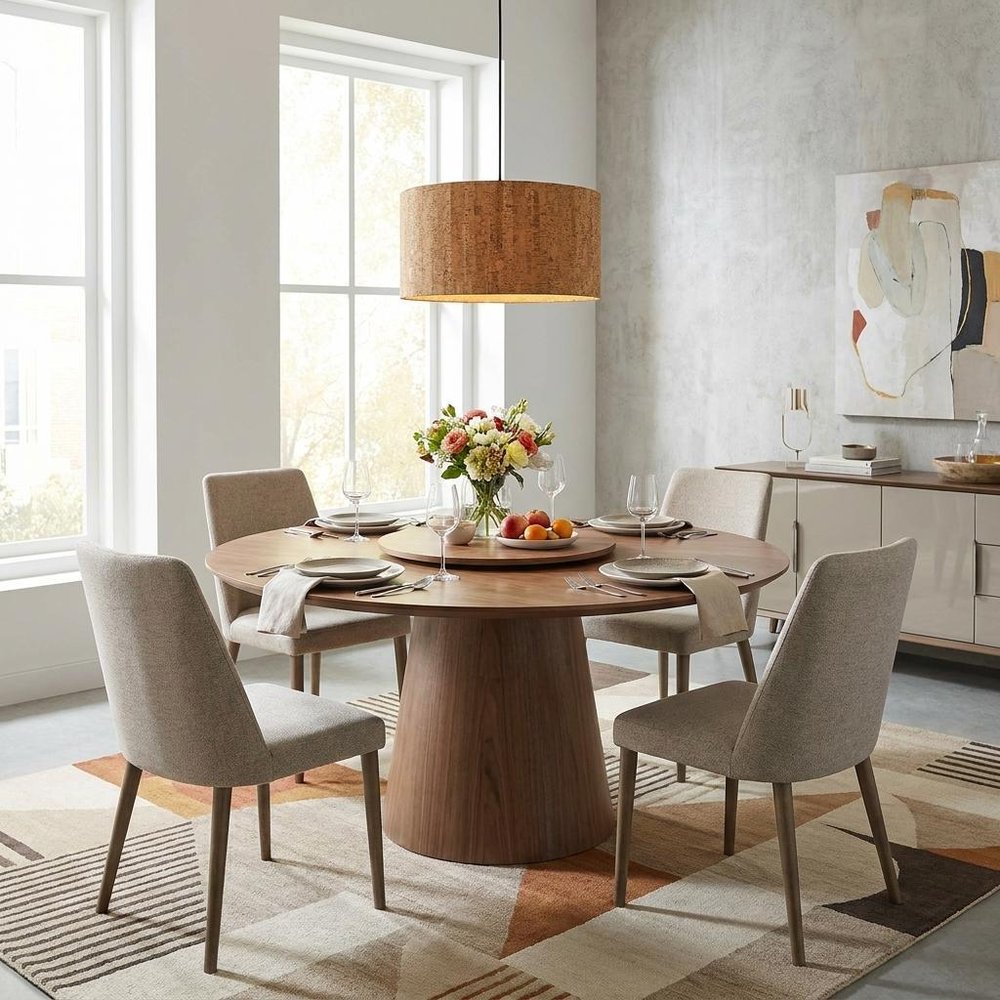 Matte Black Cork Shade Modern One Light Hanging Pendent Lamp