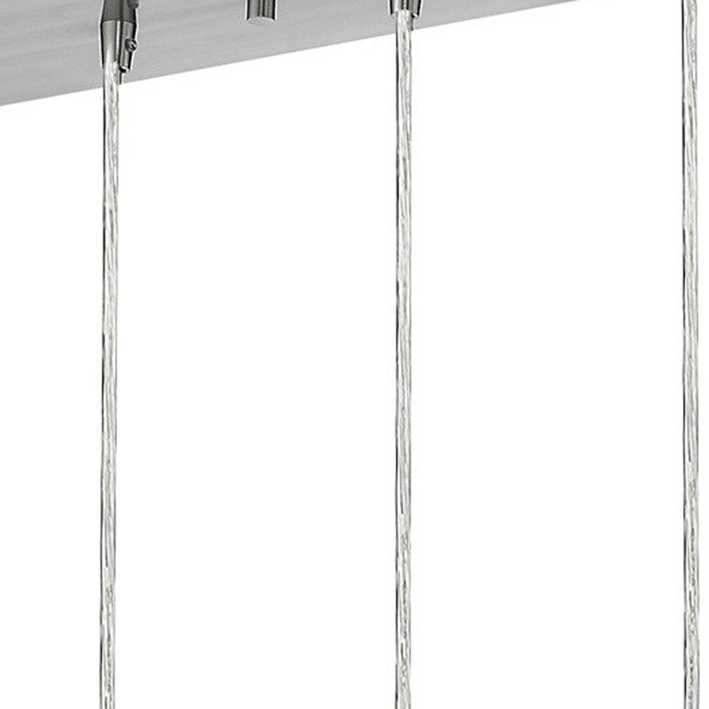 Scope 4-Light Brushed Nickel Pendant Double Glass and Mesh Shades on a white background