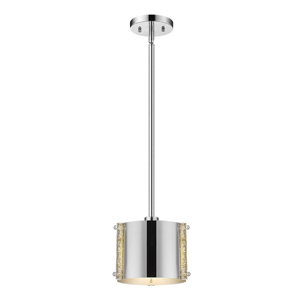 Zoom 1-Light Polished Stainless Steel Pendant With Seeded Acrylic Accents on a white background
